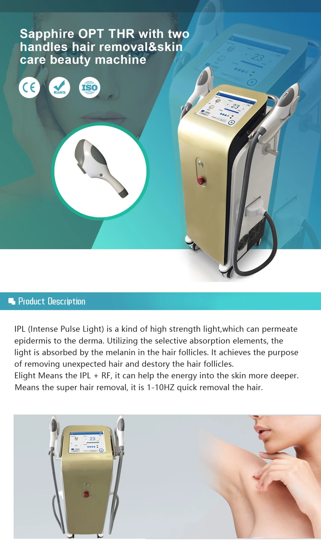 Good Price! New Style Opt/IPL+Elight Multifunctional Hair Removal