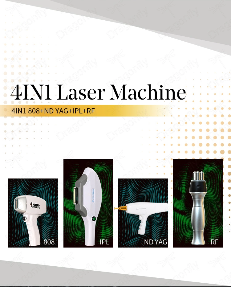 CE Approved 4 in 1 Multifunction Beauty Machine IPL+RF+ND YAG+ Alexandrite Diode Laser Hair Removal
